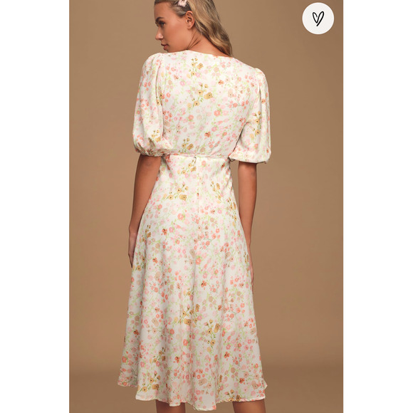 nwt Charlie Holiday Salsa Floral Print Puff Sleeve Midi Wrap Dress size 2 - Picture 4 of 4